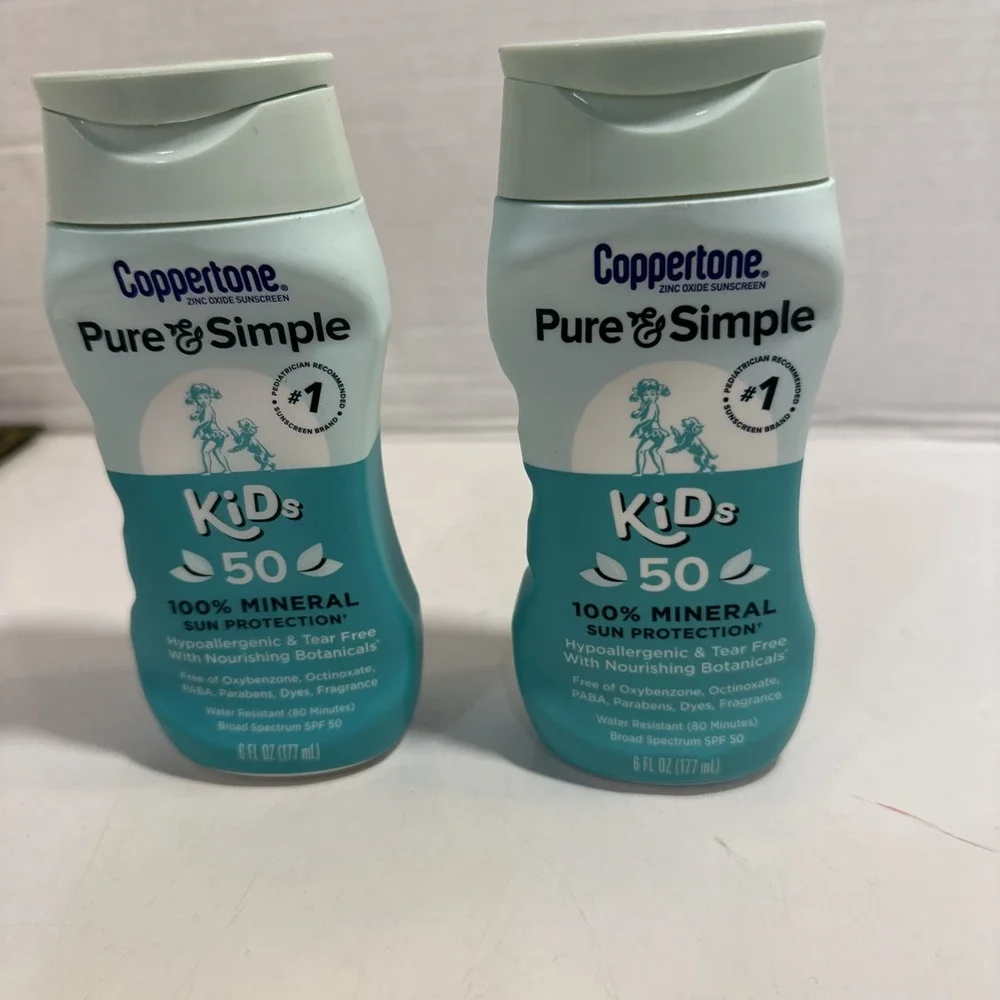 Qty Of 2 Coppertone Pure and Simple Kids‎ Hypoallergenic Sunscreen SPF 50